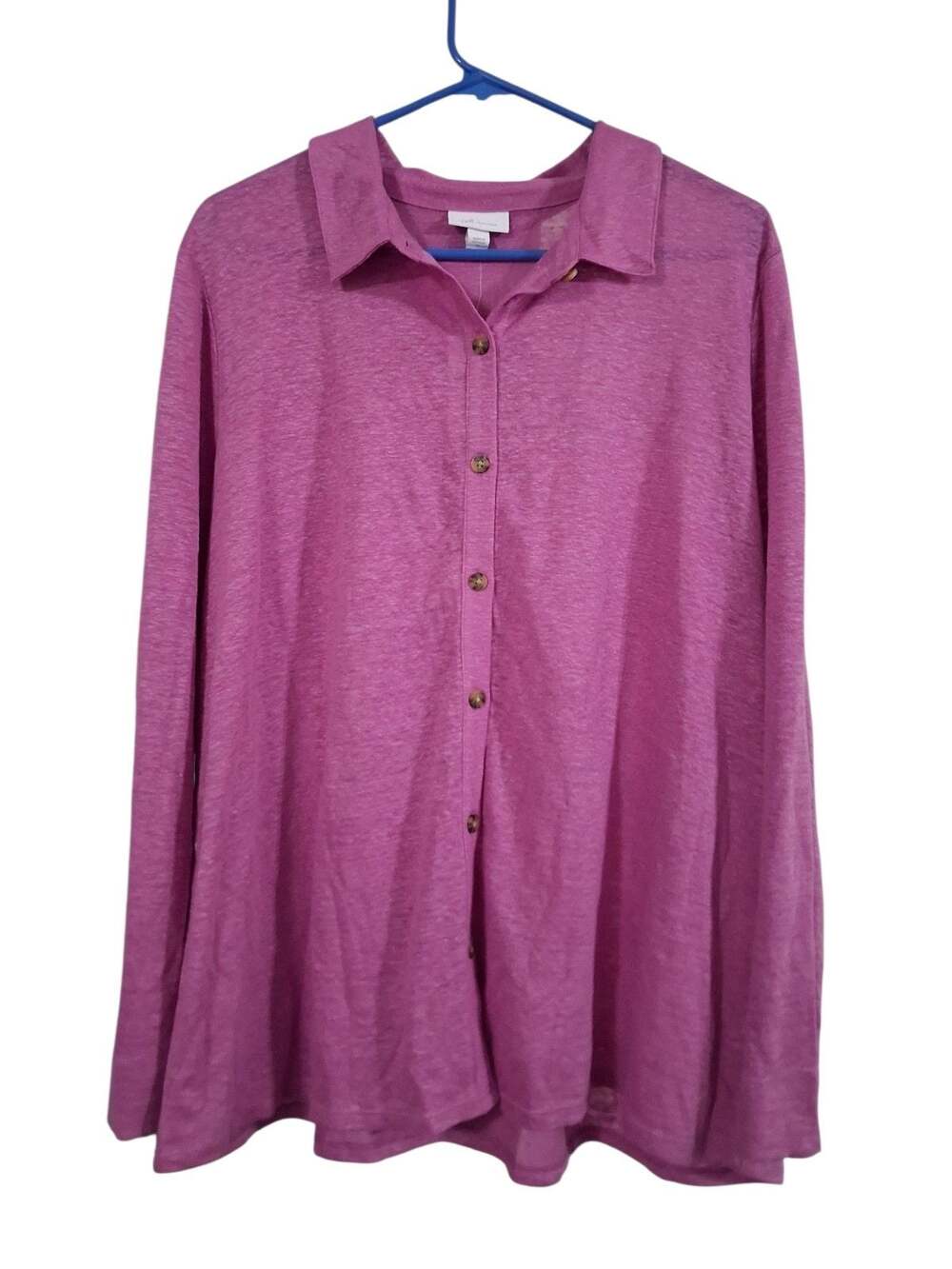 J. Jill Love Linen Long Sleeve Button Down Shirt in Wild Orchid